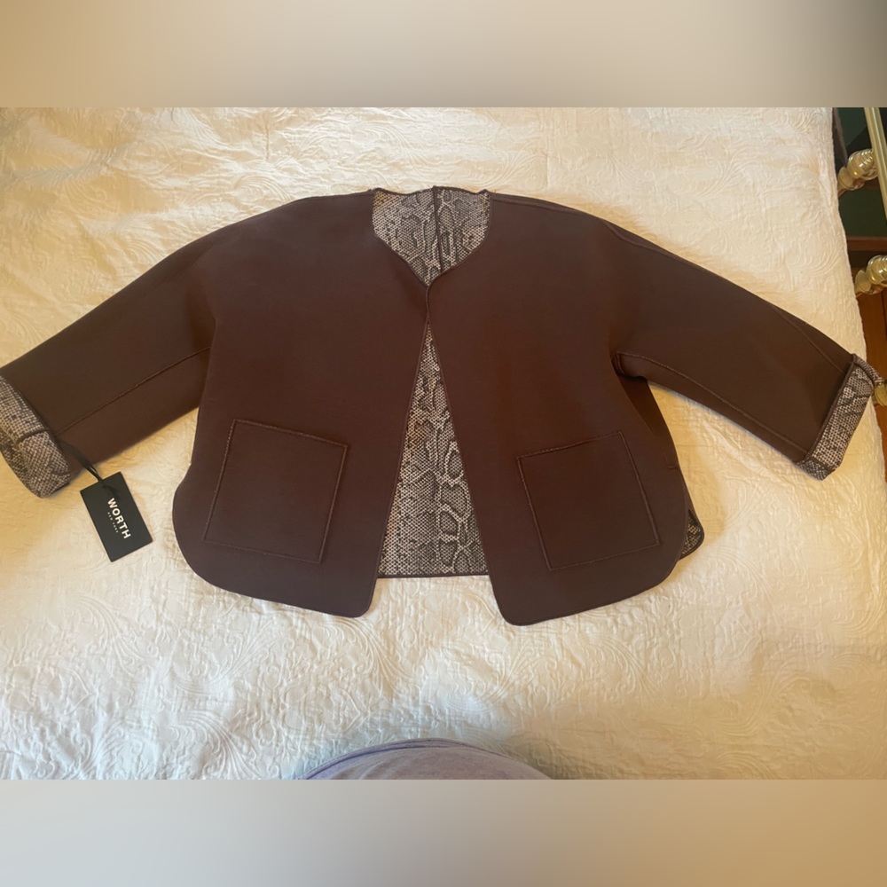 NWT Worth New York Doublefaced Printed Python Skin Jacket